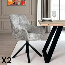 Fauteuil de table pivotant tissu moutarde (lot de 2) IENA