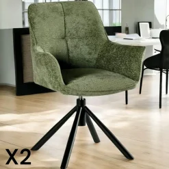 Fauteuil de table pivotant tissu moutarde (lot de 2) IENA