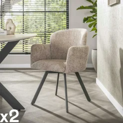 Fauteuil de table pivotant beige texturé (lot de 2) CREEK