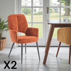 Fauteuil de table rouille à dossier ouvert (lot de 2) LIGURIE