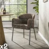 Fauteuil de table taupe dossier rond (lot de 2) GALWAY