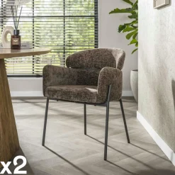 Fauteuil de table taupe dossier rond (lot de 2) GALWAY