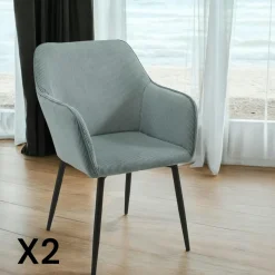 Fauteuil de table tissu cotelé brun (lot de 2) MALMOE