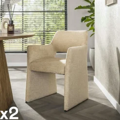 Fauteuil design beige sable à roulettes (lot de 2) CREEK