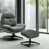 Fauteuil détente vert sapin pivotant avec repose-pieds IENA