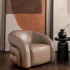 Fauteuil en cuir taupe pivotant BRADFORD
