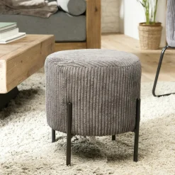 Fauteuil gris anthracite en velours côtelé TIM