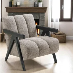 Fauteuil marron style moderne en tissu BERLIN
