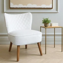 Fauteuil moutarde en tissu chenille - pieds bois IENA