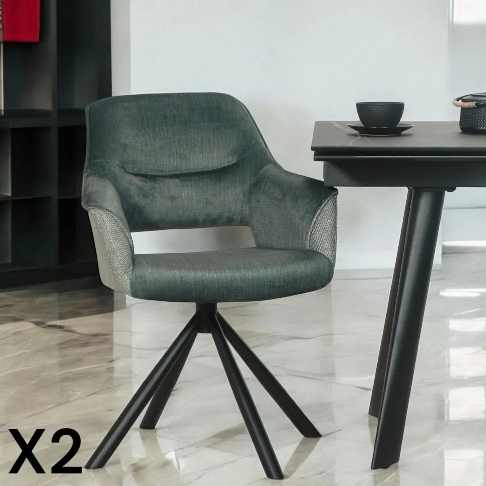 Fauteuil pivotant bi-matière, couleur cuivre (lot de 2) IENA