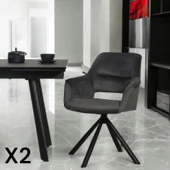 Fauteuil pivotant bi-matière, couleur lagon (lot de 2) IENA