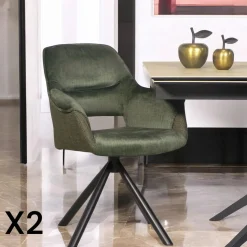 Fauteuil pivotant bi-matière, couleur lagon (lot de 2) IENA