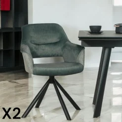 Fauteuil pivotant bi-matière, couleur taupe (lot de 2) IENA