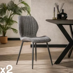 Fauteuil pivotant de salle à manger en bouclette sable (lot de 2) GALWAY