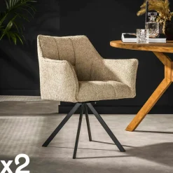 Fauteuil pivotant de table en bouclette cannelle (lot de 2) MELBOURNE