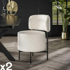 Fauteuil pivotant rond en bouclette blanche (lot de 2) GALWAY