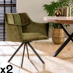Fauteuil pivotant velours gris pied étoile MELBOURNE (lot de 2)