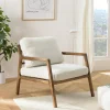 Fauteuil relax en bois coussin tissu bouclette écru TIM