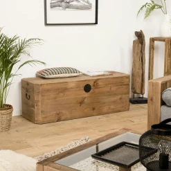 Fauteuil rond marron bois recyclé et chanvre tressé SWING