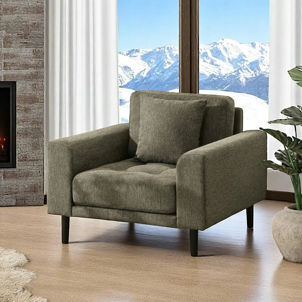 Fauteuil vert olive en tissu AMSTERDAM