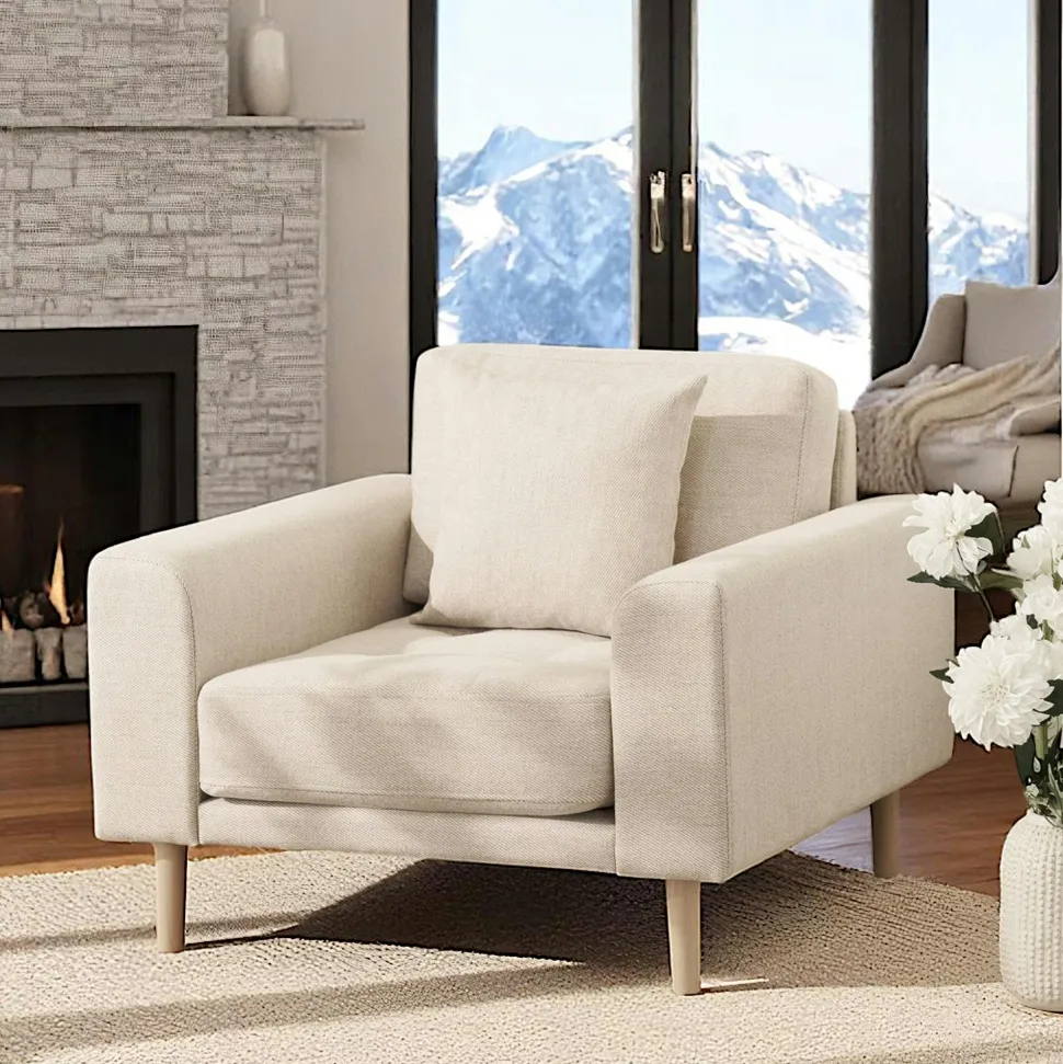 Fauteuil vert olive en tissu AMSTERDAM