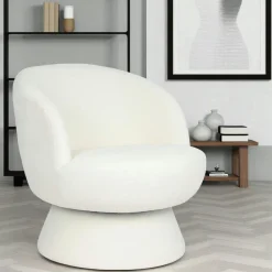 Fauteuil vert pivotant - tissu chenille, style rétro IENA