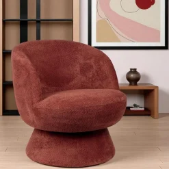 Fauteuil vert pivotant - tissu chenille, style rétro IENA