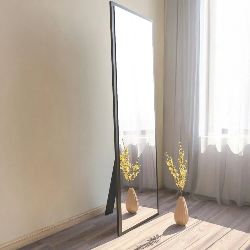 Grand miroir plein pied effet bois style moderne 160 cm CODY
