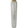 Grand vase doré et blanc avec feuillage