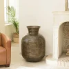 Grand vase rond couleur laiton/noir effet antique H78 cm NADOR