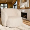 Gros fauteuil en fausse fourrure, couleur blanc cassé BERLIN