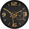 Horloge engrenages noir et or