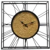 Horloge murale décorative forme carrée avec fibres végétales