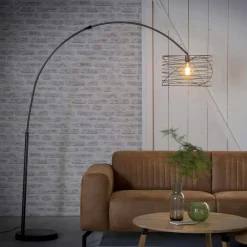 Lampadaire arc forme tourbillon anthracite noir
