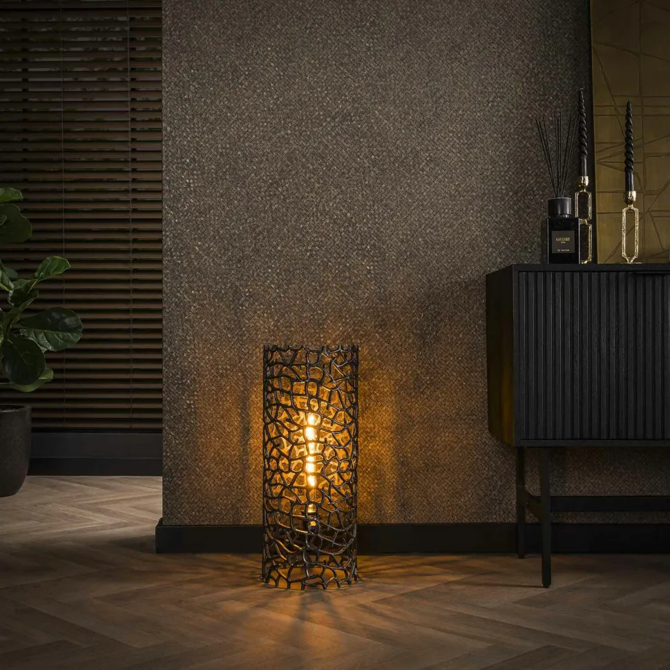 Lampadaire décoratif en métal effet toile H 122 cm RALF