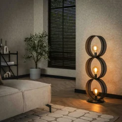Lampadaire design 3 anneaux en métal perforé RALF