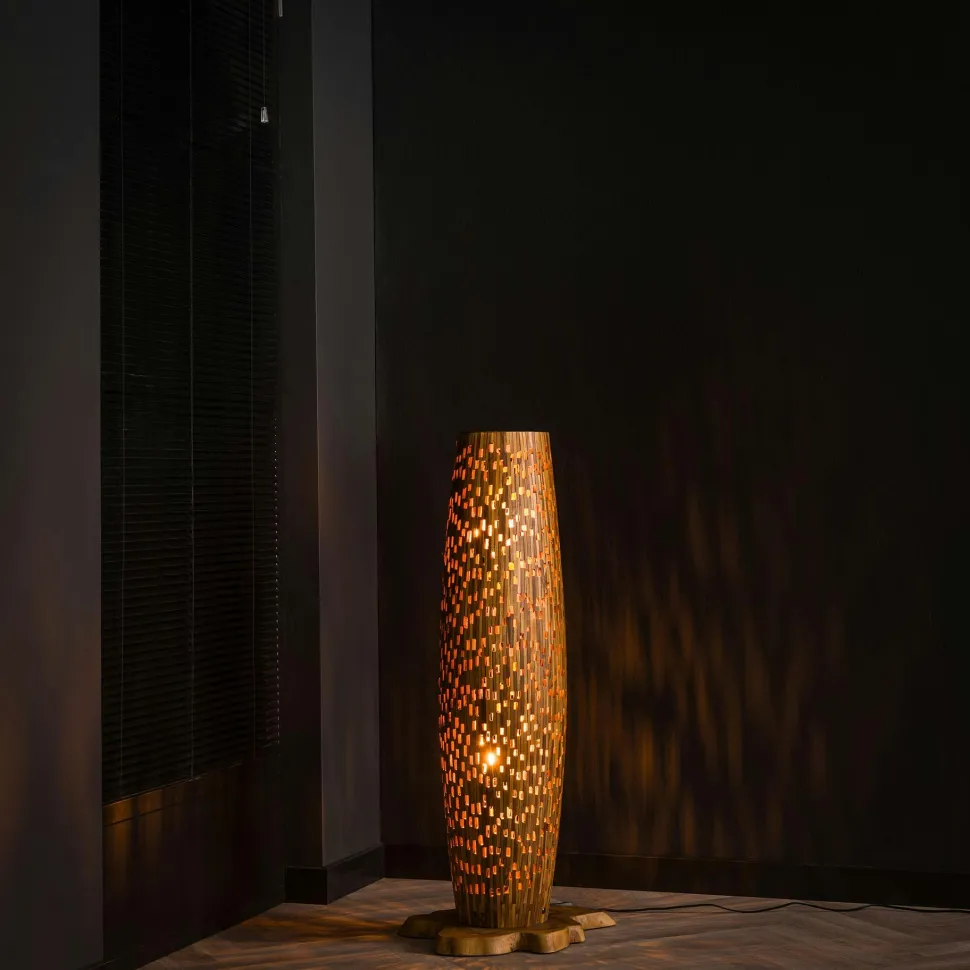 Lampadaire en bois de teck recyclé 104 cm JAVA
