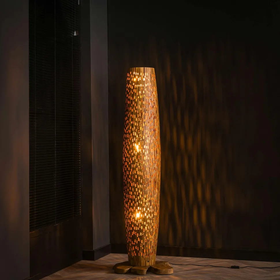 Lampadaire en bois de teck recyclé 104 cm JAVA