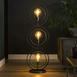 Lampadaire industriel anneaux doubles 3 lampes TRIBECA