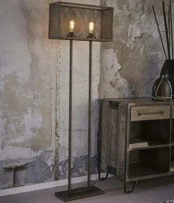 Lampadaire industriel grillagé forme rectangle RALF