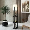 Lampadaire moderne décoratif noir avec étagères KILIS
