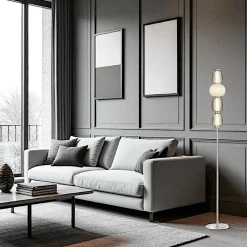 Lampadaire moderne verre taillé – abat‑jour bijoux SYCOMORE