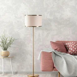 Lampadaire salon moderne, abat-jour tissu écru ZURICH