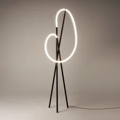 Lampadaire tige LED doré avec 1 tube lumineux AURORA