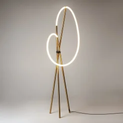 Lampadaire tige LED noir avec 1 tube lumineux AURORA