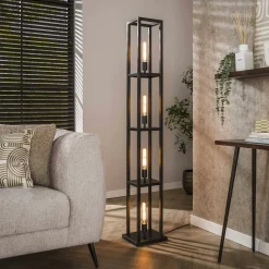 Lampadaire tour beige style moderne, 4 ampoules TRIBECA