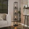 Lampadaire tour noire style moderne, 4 ampoules TRIBECA