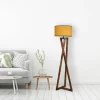 Lampadaire trépied croisé abat-jour jaune 150 cm KILIS