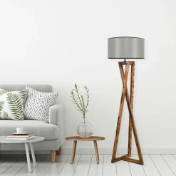Lampadaire trépied croisé abat-jour beige 150 cm KILIS
