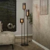 Lampadaire vintage en verre brun – 3 lampes, tiges bronze NOVA